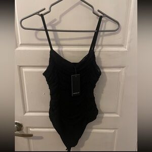 Forever 21 Black Textured Bodysuit